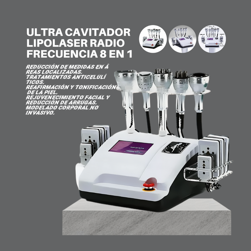 ULTRA CAVITADOR LIPOLASER RADIO FRECUENCIA 8 EN 1