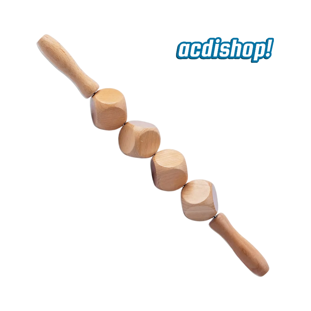 Masajeador de madera tipo rodillo con forma de dados