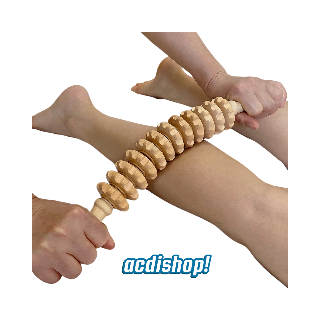 Masajeador flexible de madera de 12 rodillos