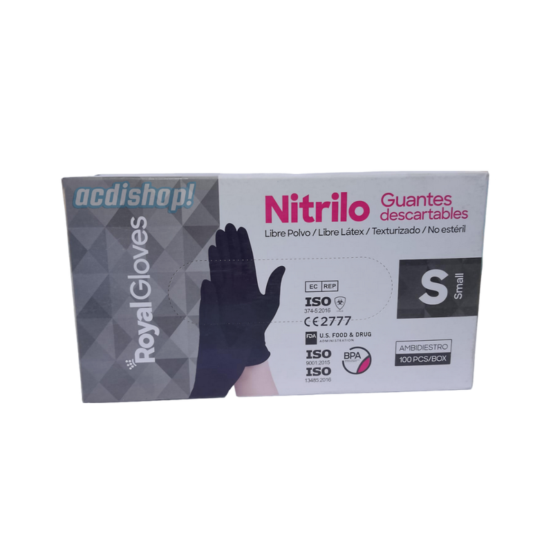 GUANTES DE NITRILO x100 UND. NEGRO - ROYAL GLOVES