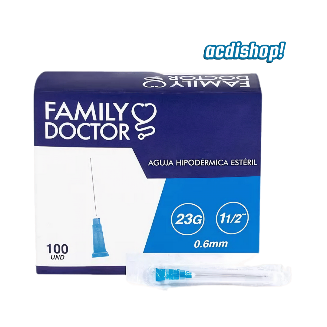 AGUJA HIPODERMICA ESTERIL - 23G X 1 /100 UND. - DOCTOR FAMILY