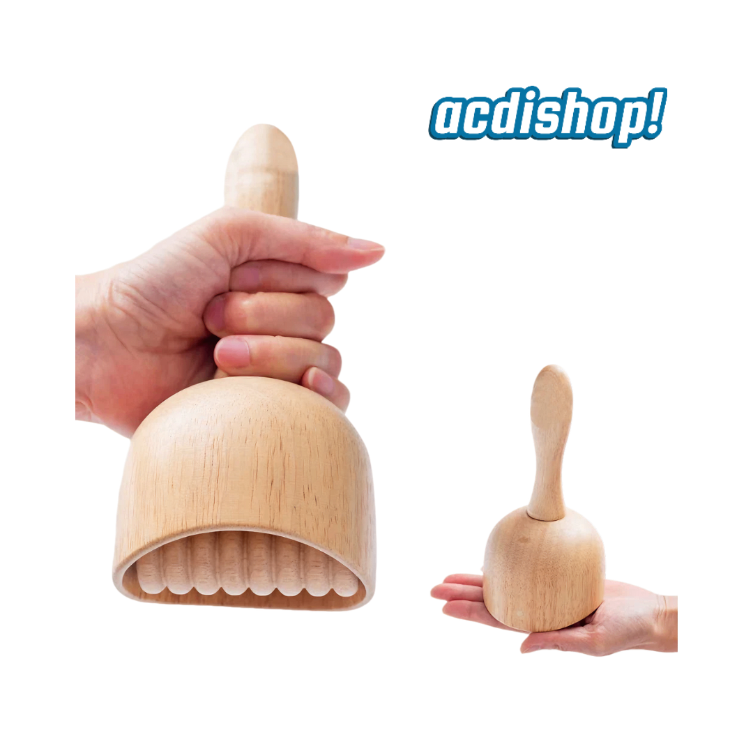 Masajeador de madera con forma de copa con rodillo multiranurado
