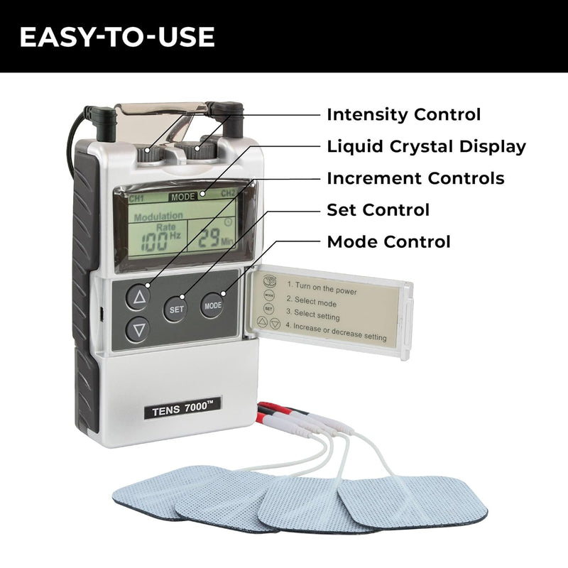 TENS 7000 ELECTROESTIMULADOR PORTATIL 4 PARCHES